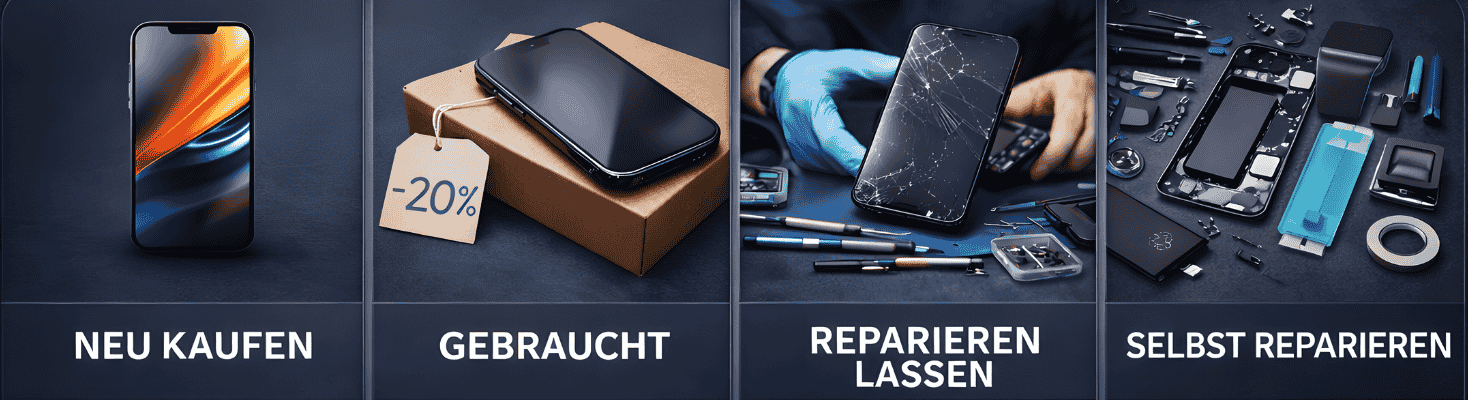 iPhone Vergleich 2026: Neu kaufen vs Refurbished/Gebraucht vs Reparieren lassen vs Selbst reparieren (DIY)