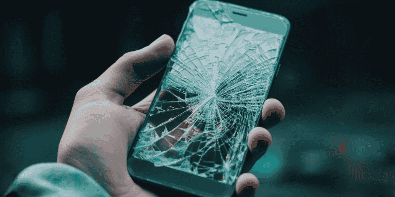 zerbrochene iPhone 14 Display im Hand