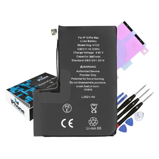 iPhone 12 Pro Max Akku-Reparaturset mit Akku, Werkzeugset und Klebestreifen