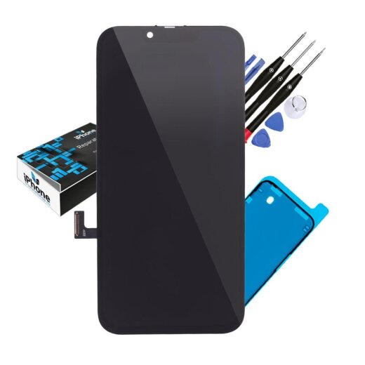 LCD Display für iPhone 13 mit Reparatur-Werkzeugset und passendem Kleber zur Selbstmontage