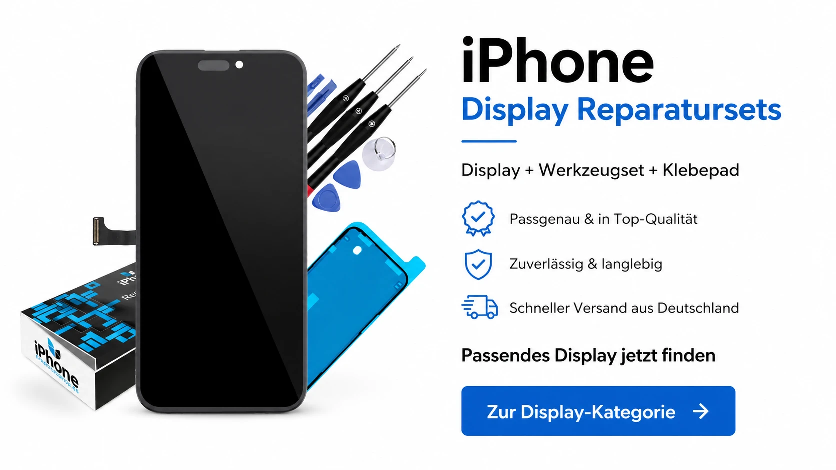 iPhone Display Reparaturset mit Werkzeug und Klebepad kaufen